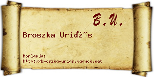 Broszka Uriás névjegykártya